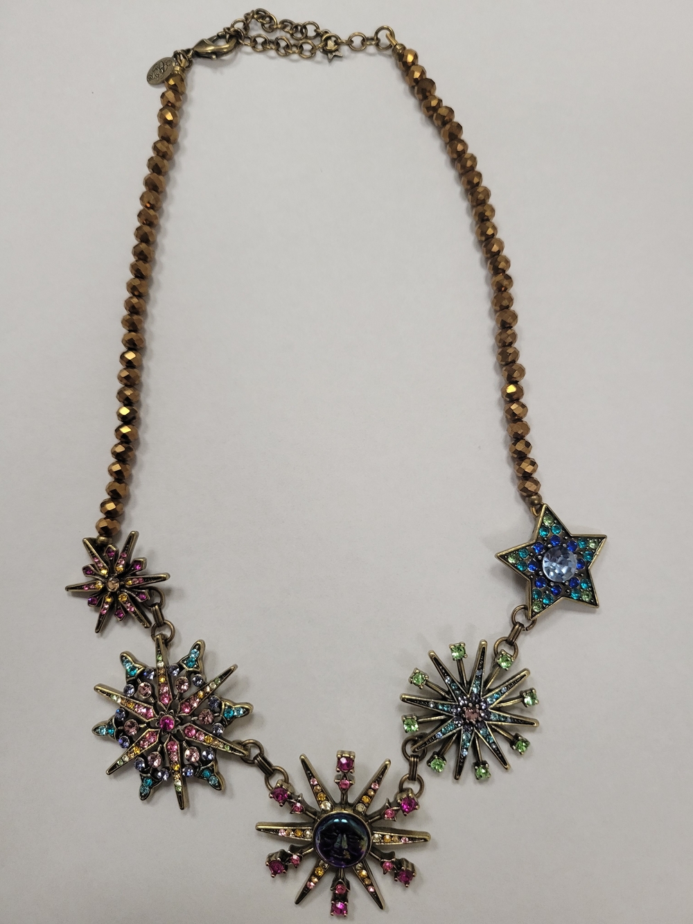 Kirks Folly Crystal Starburst Seaview Moon Necklace - Multicolor And Brasstone